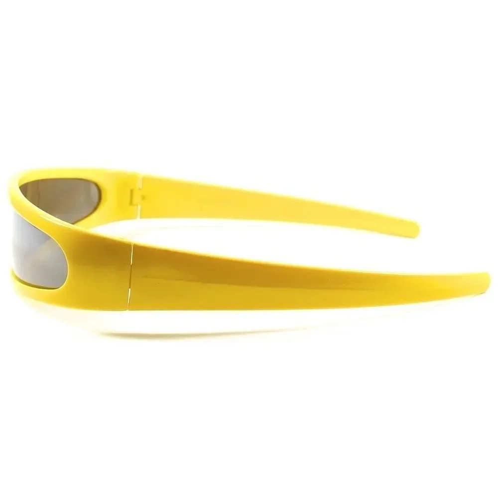 Space Alien Robot Costume Party Cyclops Mirrored Futuristic Yellow Sun Glasses